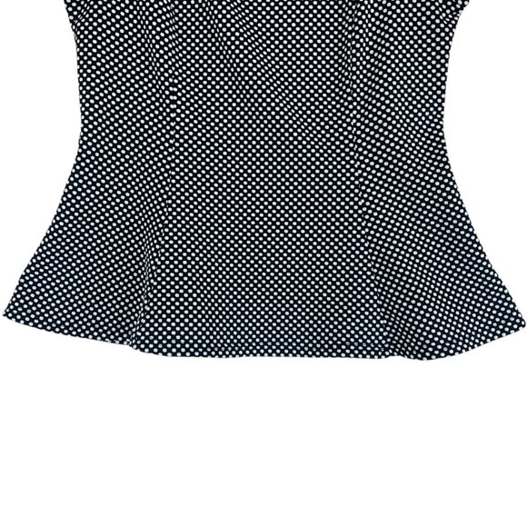 Suzy Shier Black White Polka Dot Peplum Top Blouse Stretch & skirt sz large set - Picture 11 of 16